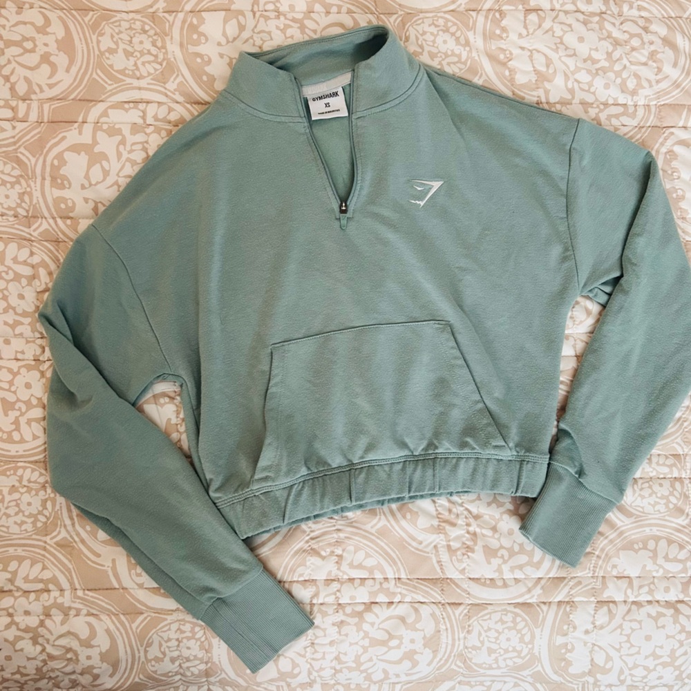 Gymshark Sage Green Cropped Hoodie